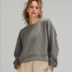 grey sage size 6 soft stream lululemon oversized crop crew sweatshirt grey sage